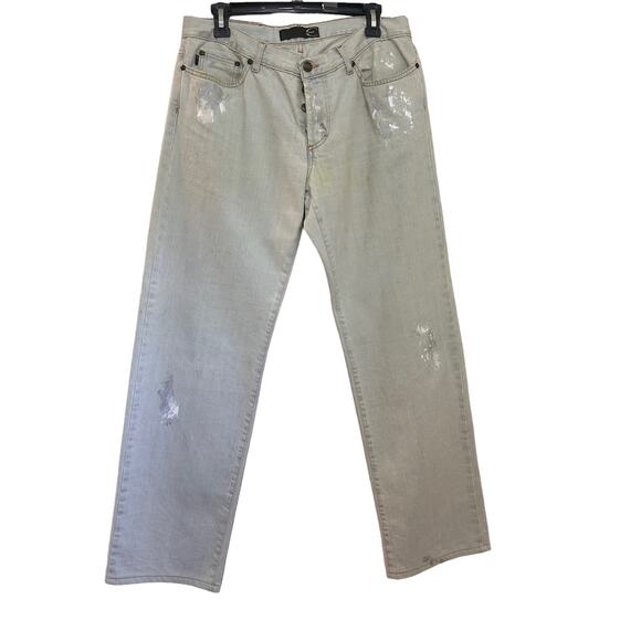 Just Cavalli Men's Light Wash Paint Splatter Straight Jeans 32"x32" Flawed-Read - Picture 1 of 11